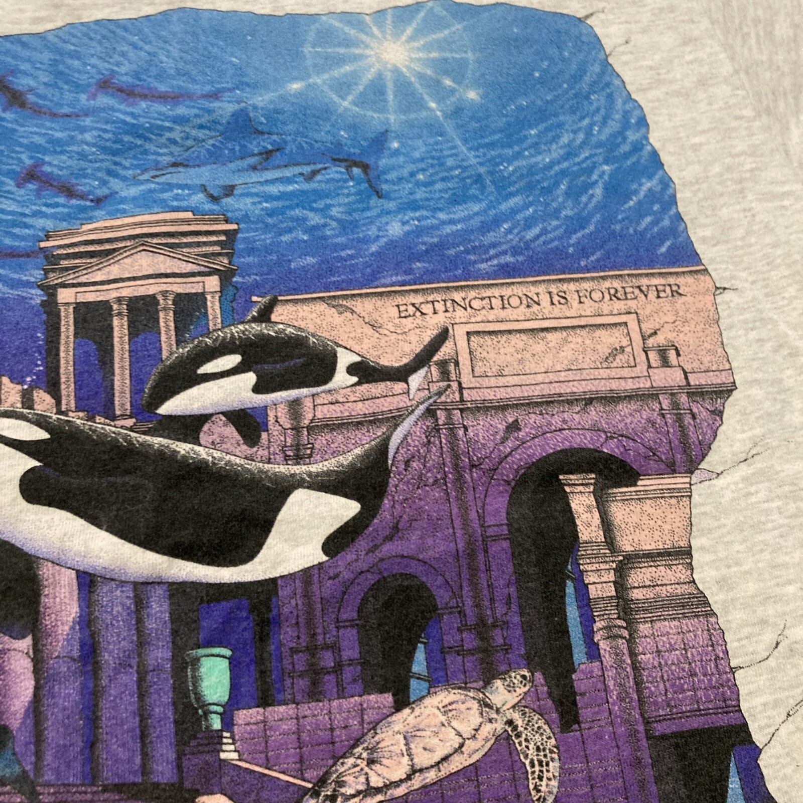 Men’s Small Sea World Extinction Is Forever Vintage Gray Short Sleeve T-Shirt gallery