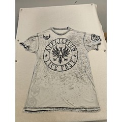 Affliction Live Fast Graphic T-Shirt Mens XL White Grey Burnout Wash Distressed