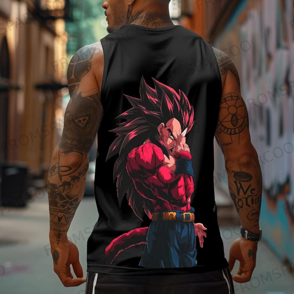 Men’s Dragon Ball Anime Style Tank Top Sleeveless Casual Gym Workout Tee gallery