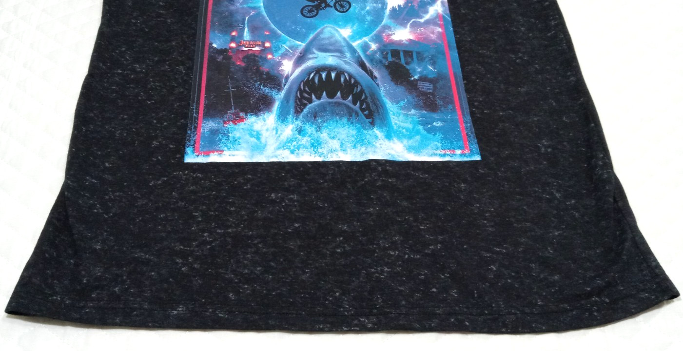 Universal Studios Men's Medium T-Shirt E.T. Jaws Jurassic Park Black Overdye gallery