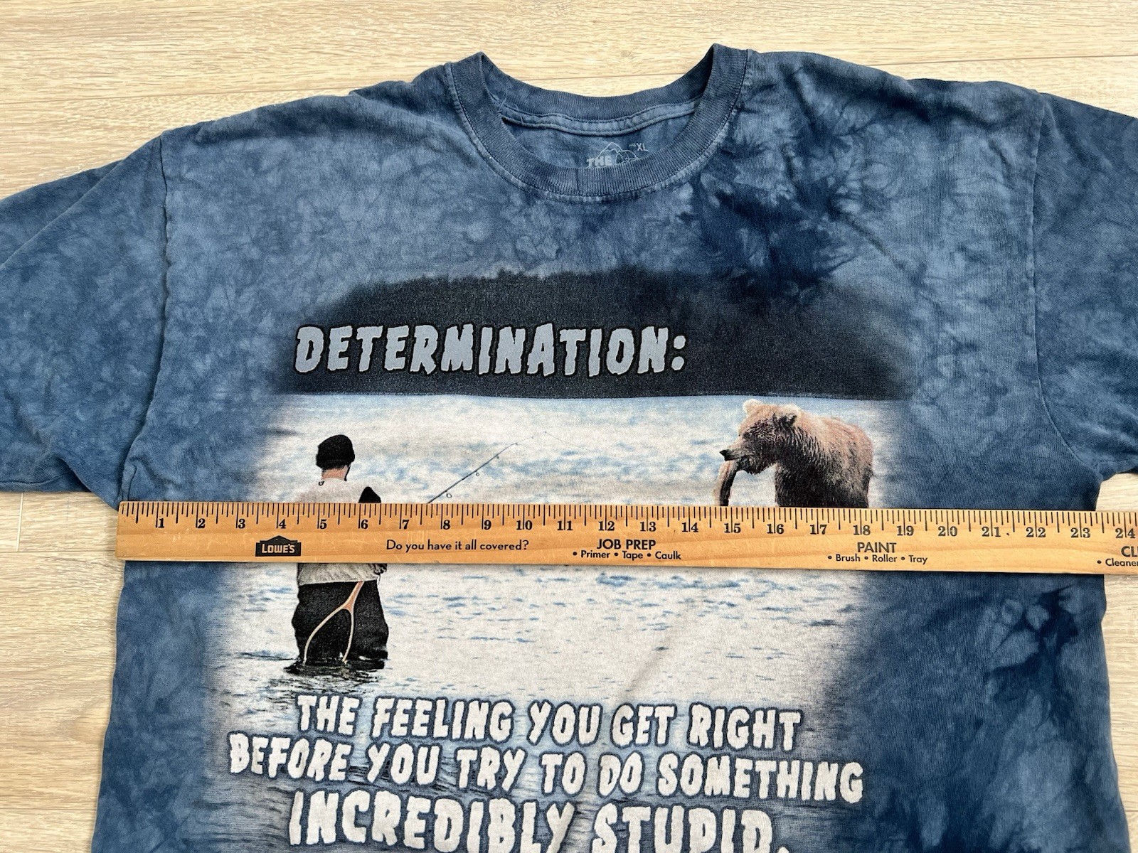 The Mountain Shirt Mens XL Blue Tie Dye Short Sleeve Bear Fishing Fisherman S/S gallery