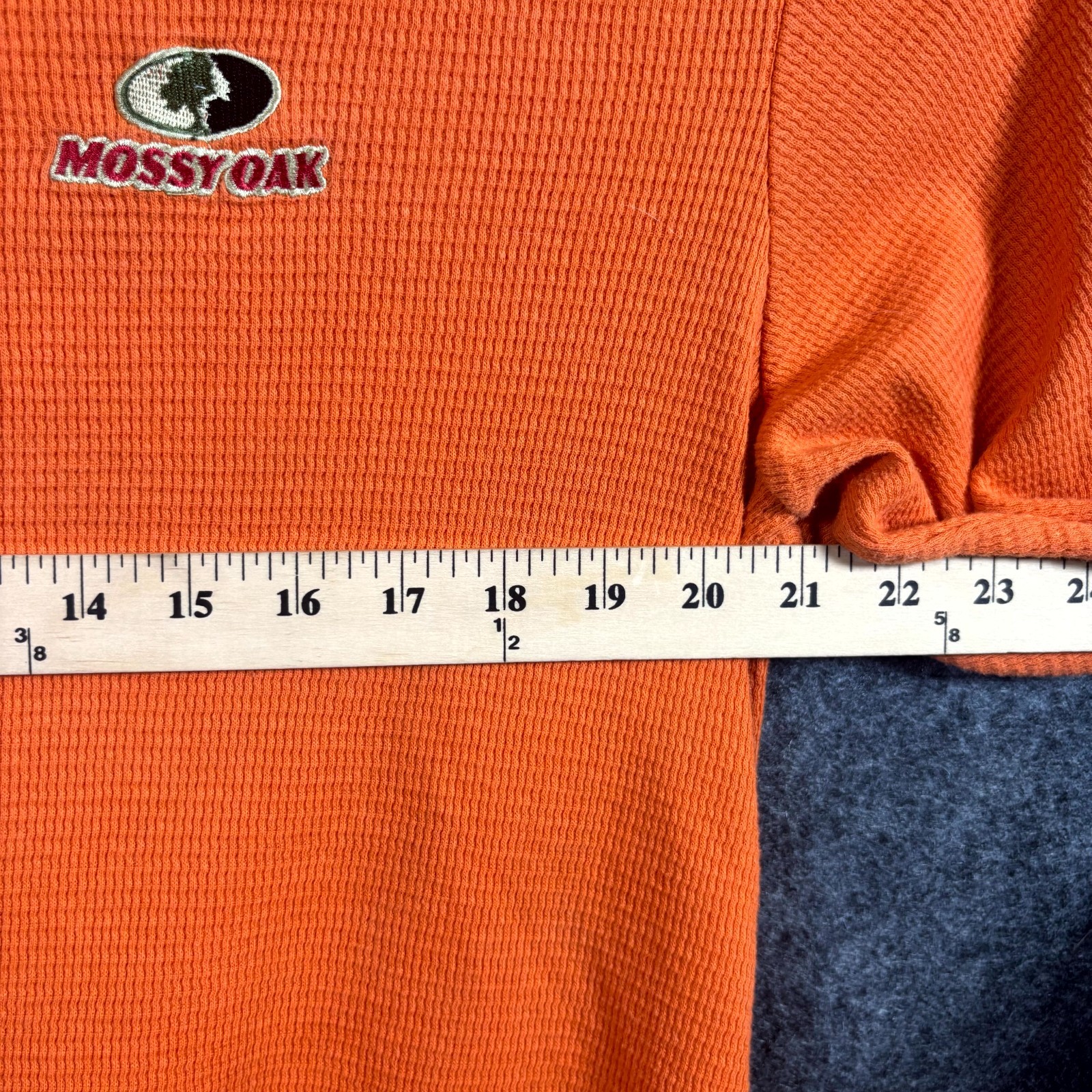 Mossy Oak Henley Shirt Men's XL Orange Cotton Waffle Knit Outdoor Hunting Travel gallery