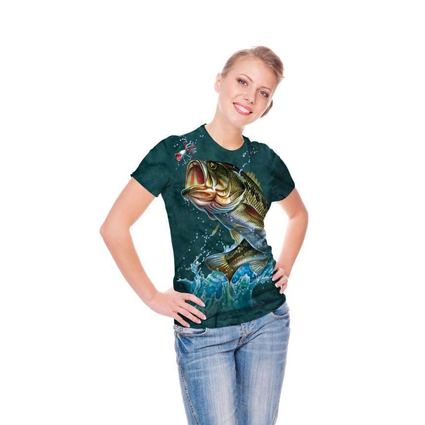 Bass River Fish Fishing Marine Aquatic Ocean Green Mountain Cotton Shirt S-5X gallery