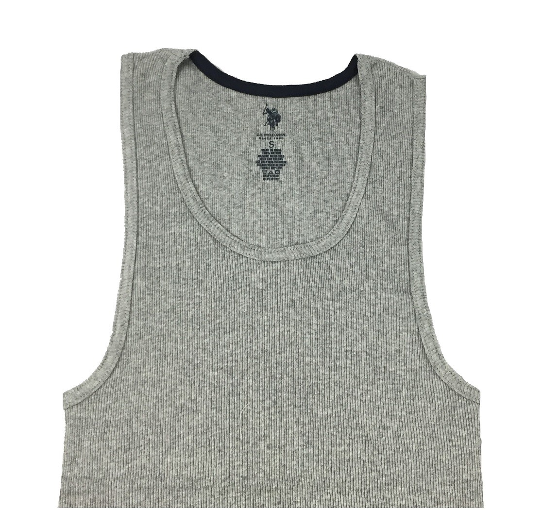 U.S. Polo Assn Men's Cotton Ribbed Tank A Shirt Undershirt,Gray, Size S, M, L,XL gallery