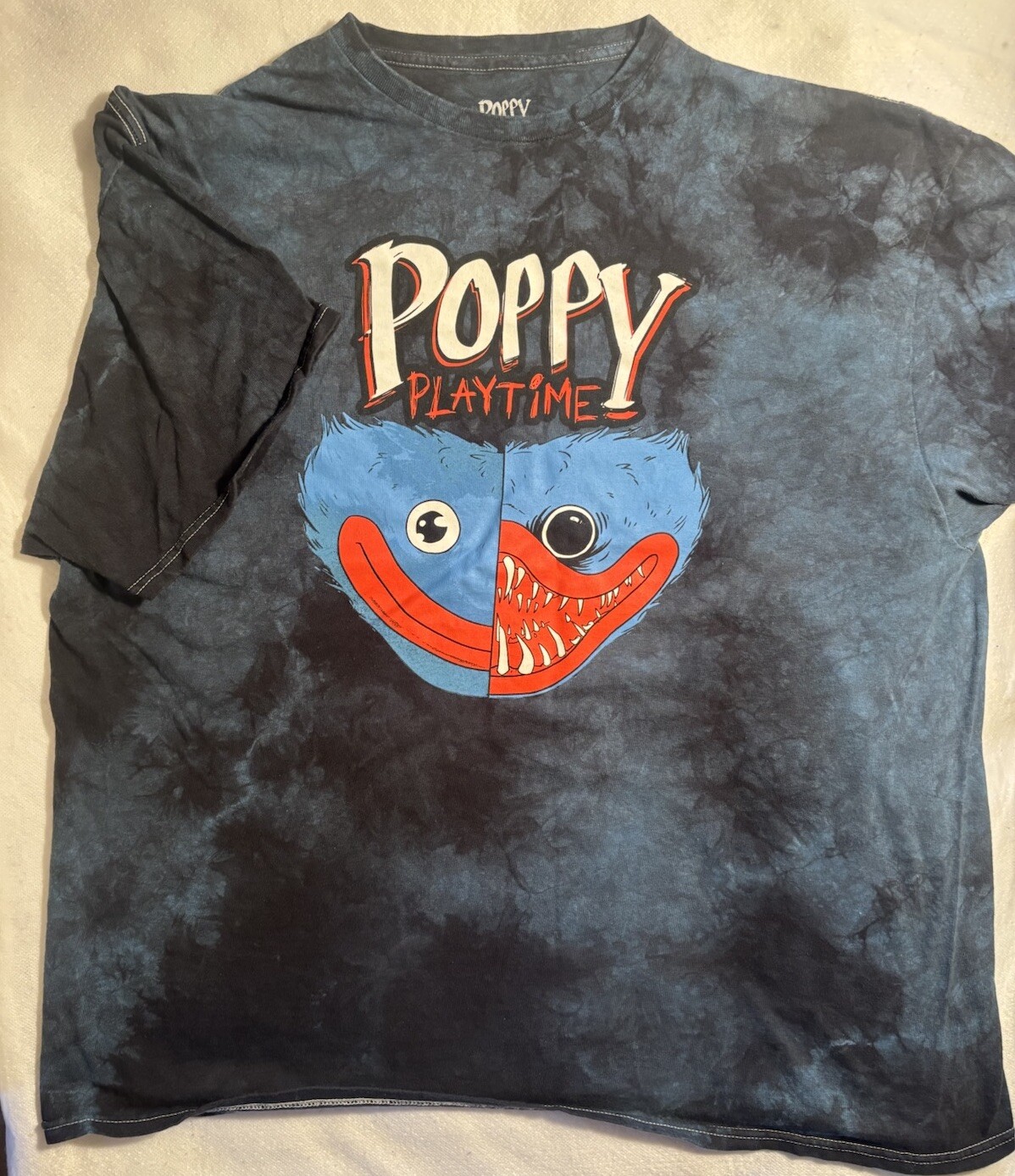 Poppy Playtime Huggy Wuggy Split Duality Blue Tie-Dye Mens Size XL