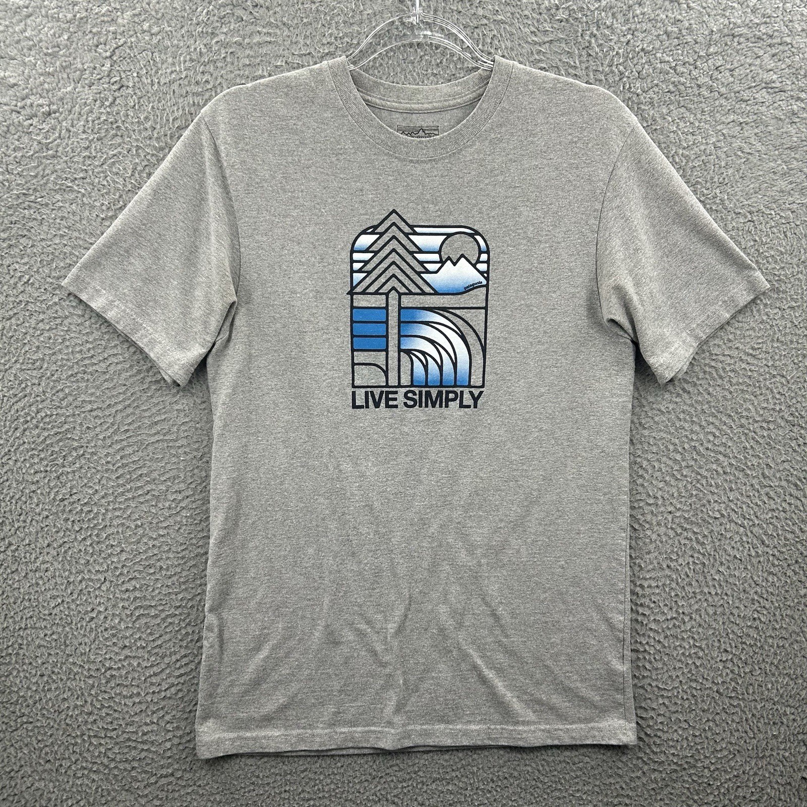 Patagonia Shirt Mens Small Gray Outdoor Hiking Live Simply Graphic Tee Adult S gallery