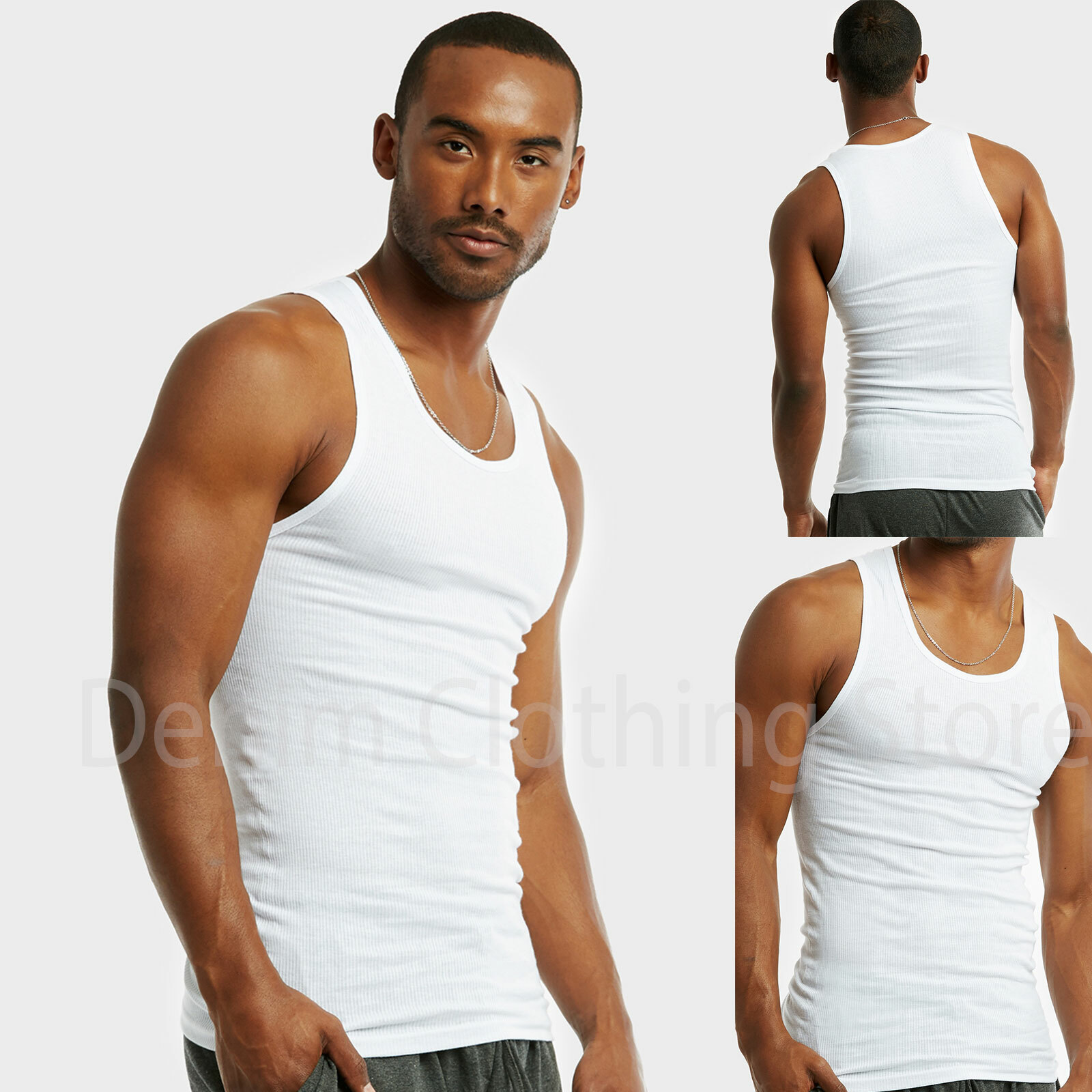 4XL-5XL Men's A-Shirt 6 Pack Lot Tank Top Cotton Wife Beater Ribbed Undershirt gallery