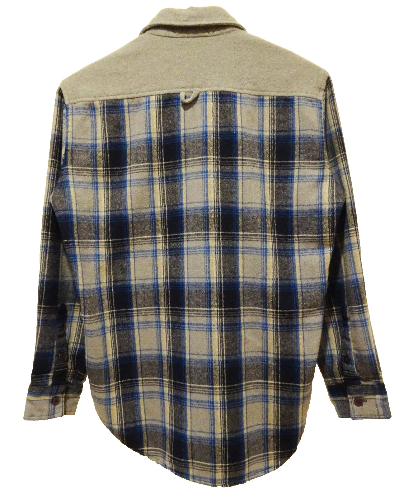 M Vtg 70s Kmart Blue Gray Black Shadow Plaid Wool Nylon Flannel Men's Shirt M gallery