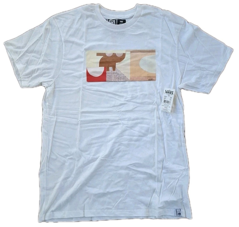 Vans New Mens White OTW Gallery Will Graphic Print Short Sleeve Shirt Size XL