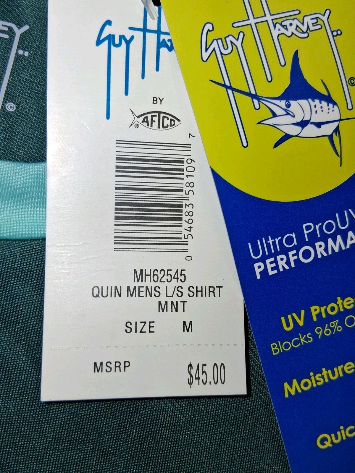 New Guy Harvey Mens Mint Ultra ProUV X Performance Long Sleeve Shirt Medium M gallery