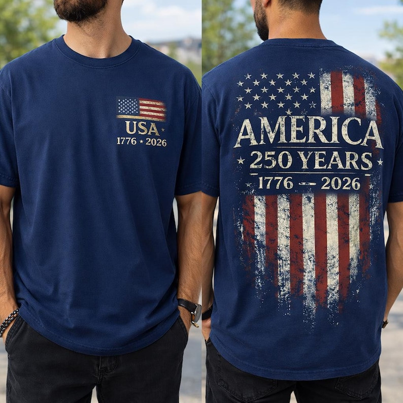 USA Pride 250 Years Shirt Mens Patriotic 1776 2026 4th Of July Independence Gift gallery