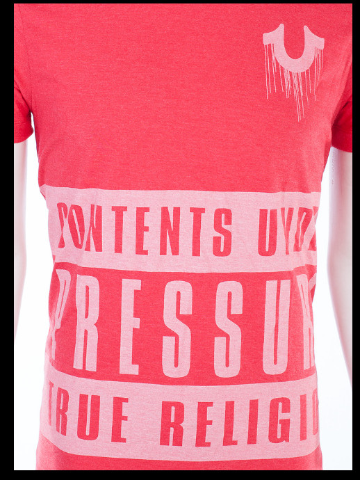 $68 TRUE RELIGION Red CONTENTS Short Sleeve Designer Graphic T-shirt NWT gallery