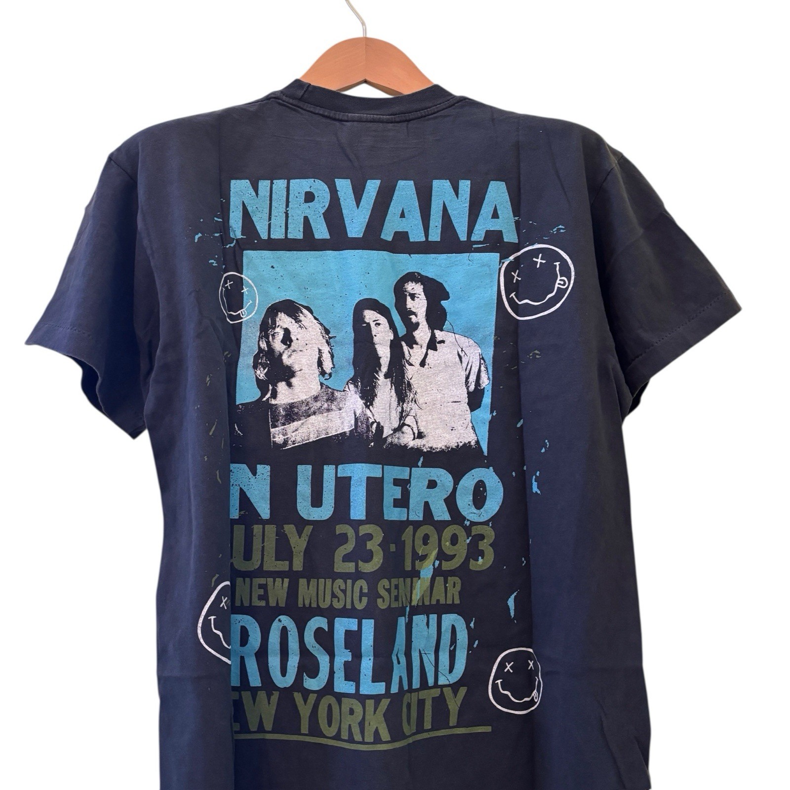 NIRVANA Vintage 90s IN UTERO T-Shirt ANGEL Blue Band Tour REPRINT Size Large gallery