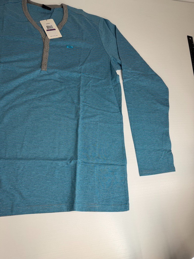 Oakley Shirt Men XXL Henley Stripe Sandy Side Up Work Party Train Gym Core Ne gallery