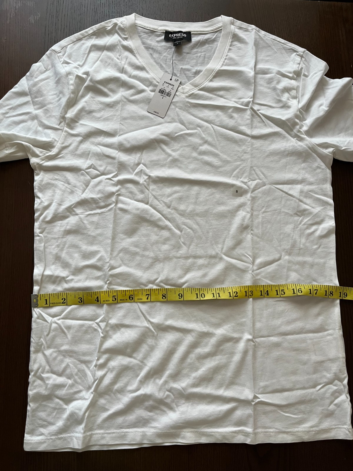 Express Men's White Cotton Basic T Shirt V- Neck Short Sleeve Size S ST30 gallery