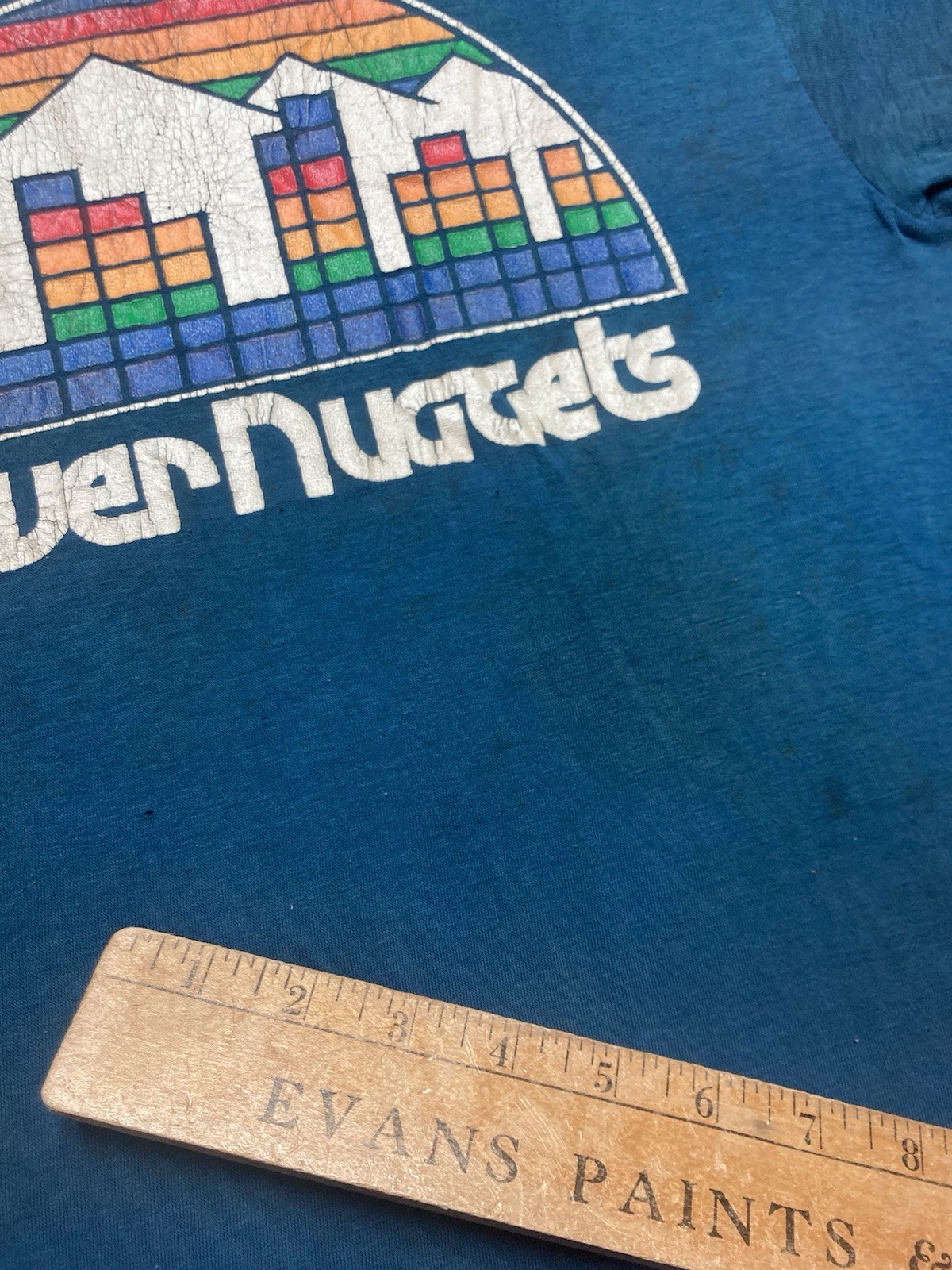 Vintage 80s t shirt Denver nuggets rainbow skyline retired logo 7 retired large gallery
