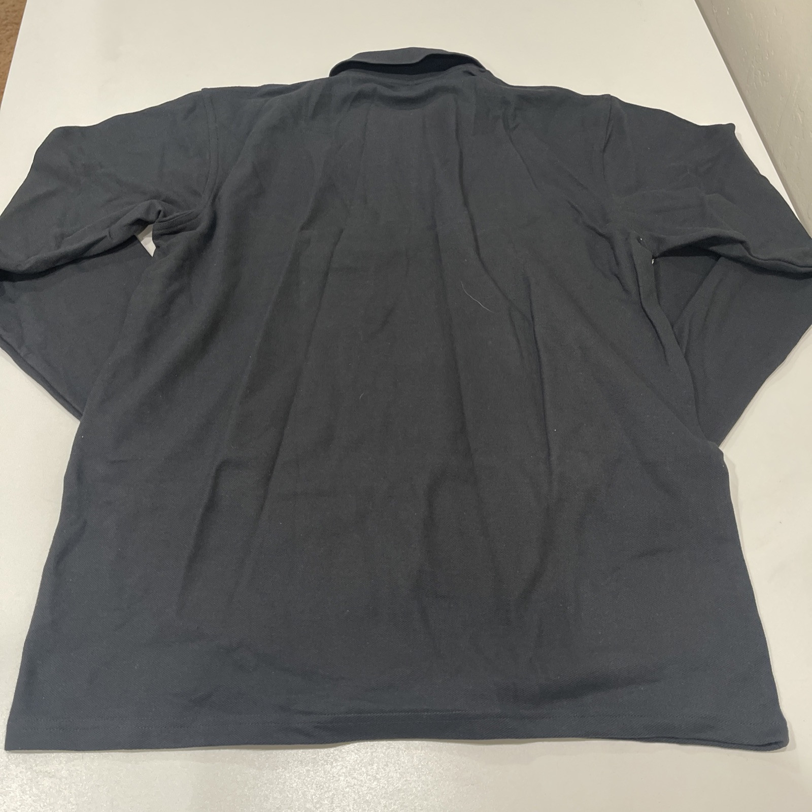 School Apparel Unisex Ribbed Cuff Long Sleeve Pique Knit School Shirt Black L gallery