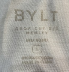 BYLT Premium Basics Drop Cut S/S Henley Lux Shirt Men’s Large
