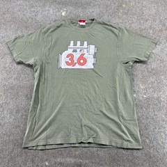 VINTAGE Engine Shirt Mens XL Green Graphic Inline 6? Cars Motor Enthusiast Y2K