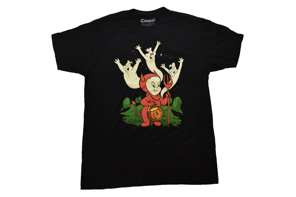 Casper the Friendly Ghost Devil Costume Mens Cartoon Black Shirt New Large