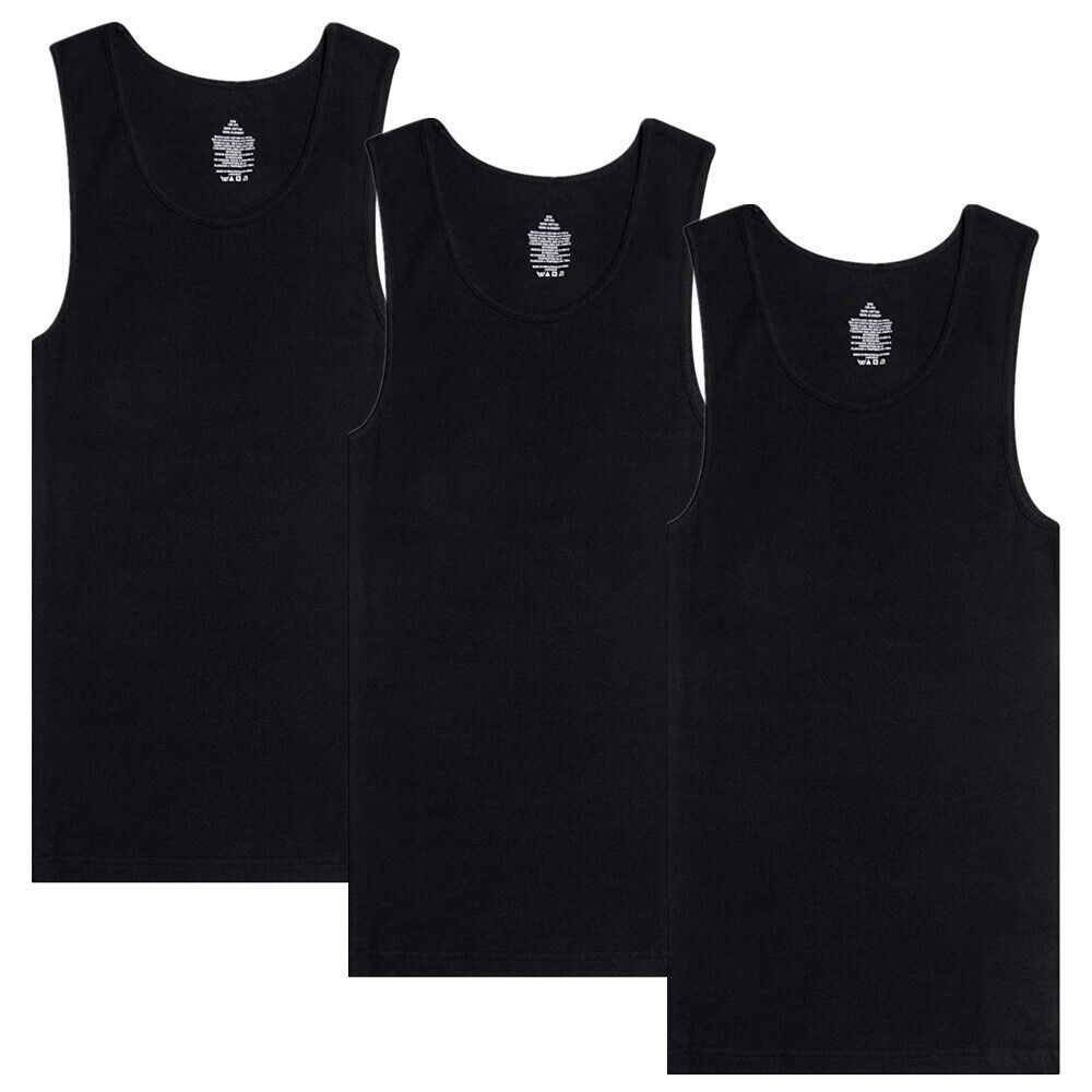 6-12 Packs Men 100% Cotton Ribbed Tank Top A-Shirt Wife Beater Undershirts Lot gallery