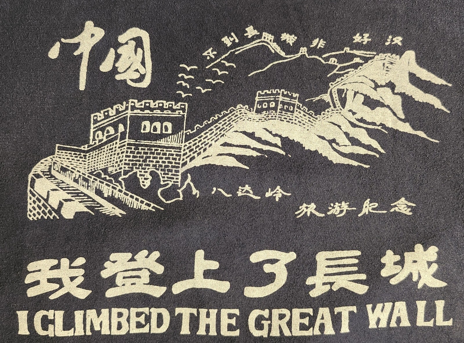VTG T Shirt “I Climbed The Great Wall” From China US Men’s Size L Blue 1980’s
