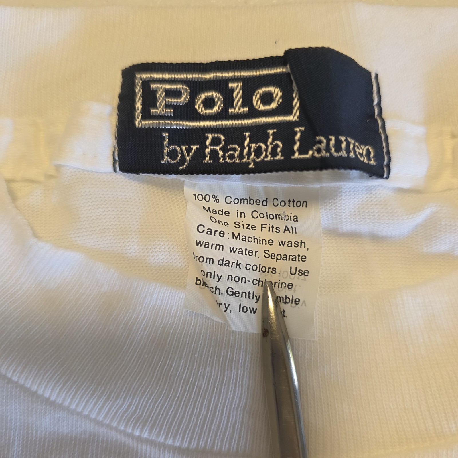 RARE Vintage 80s Polo Ralph Lauren T-Shirt Polo RL Crest Logo OSFA XL Sizing gallery
