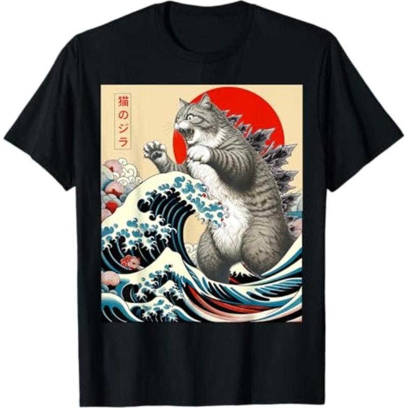Catzilla Cat Japanese Art Funny Cat Gifts For Men Women Kid T-Shirt gallery