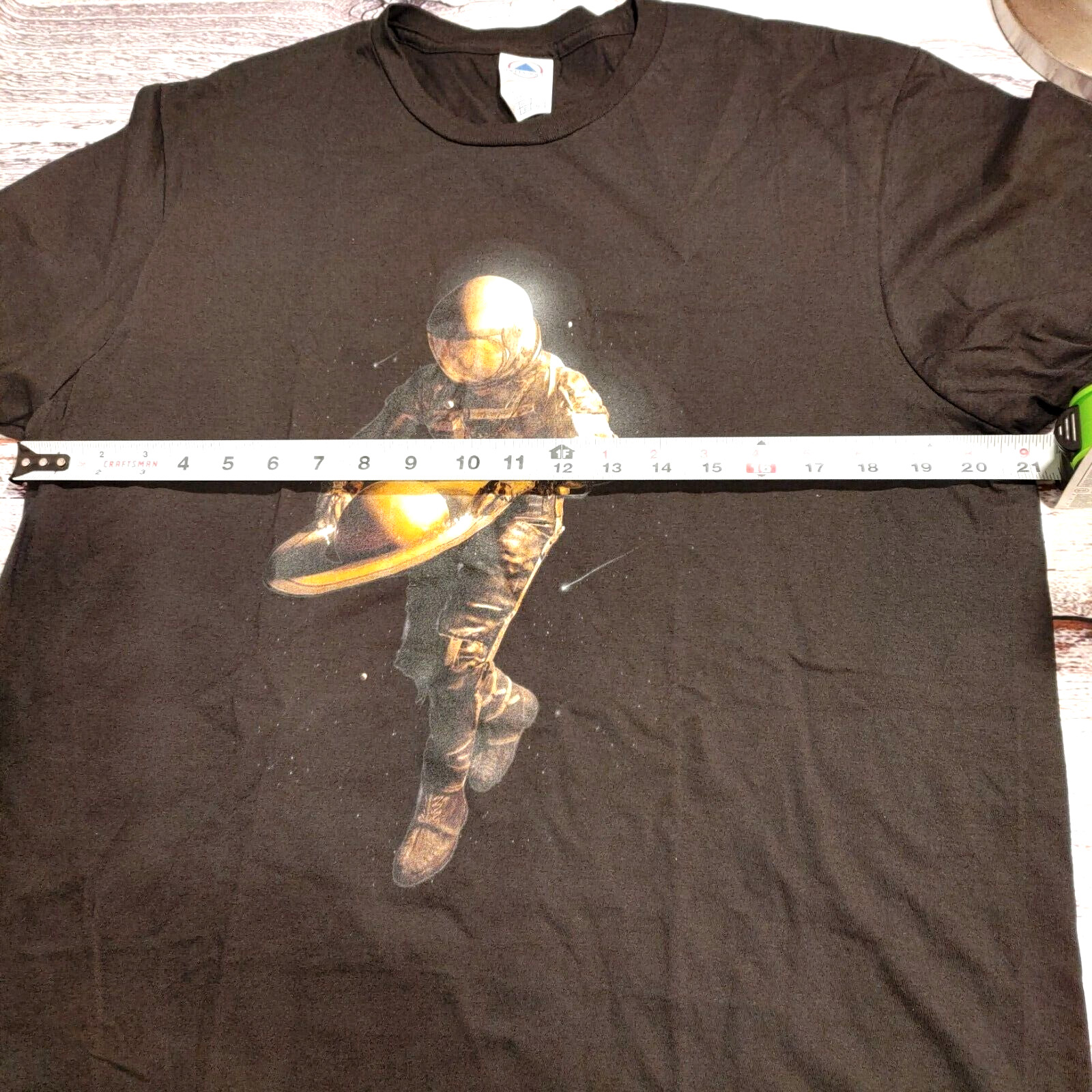 Delta soft, SiFi fantasy, astronaut in outer space. large T-shirt, 100% cotton. gallery