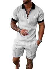 Summer men short sets outfits 2 Piece Short Sleeve Polo Shirt Shorts Set men …