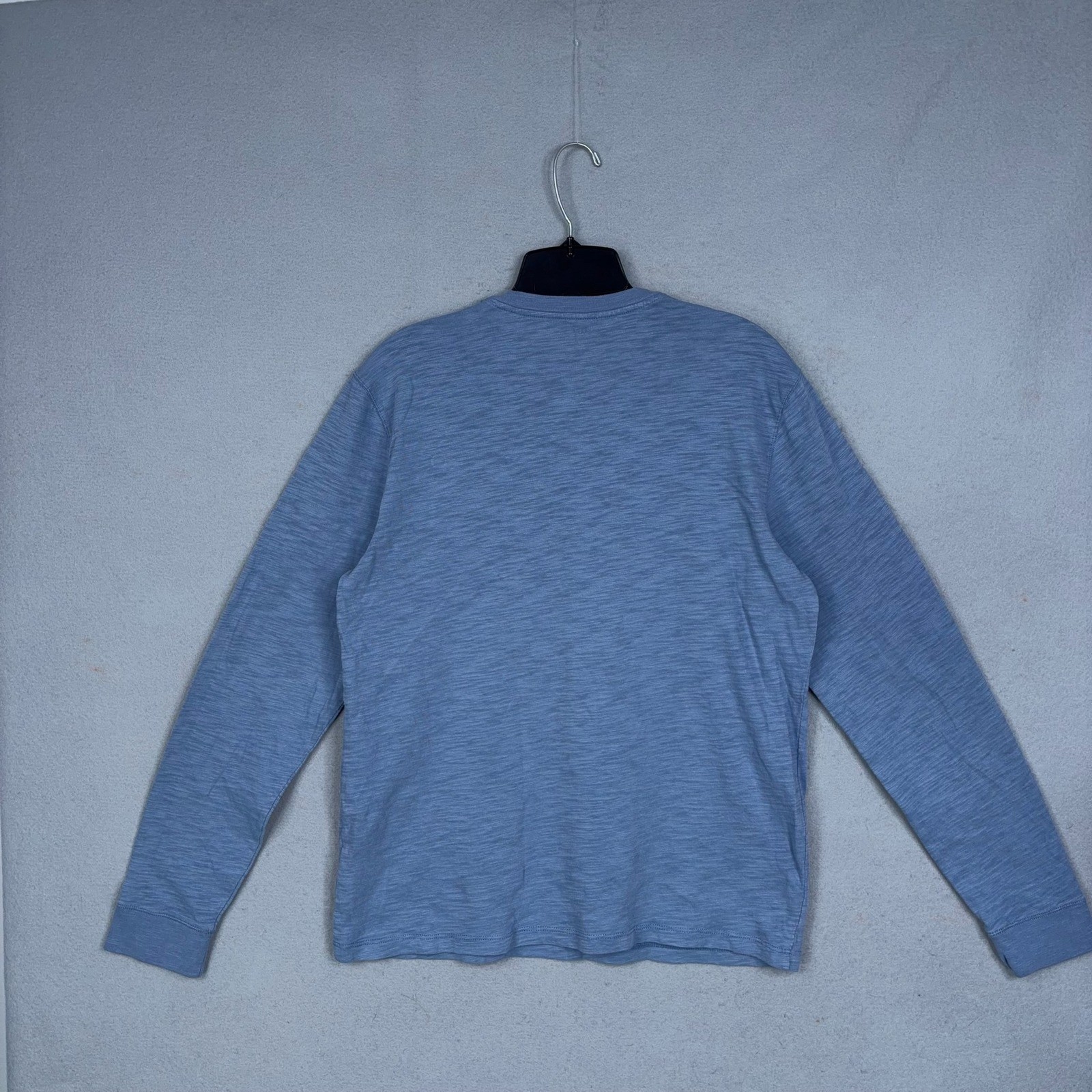 Vince Henley Mens Small Blue Slub Knit Long Sleeve Cotton Casual Minimalist gallery