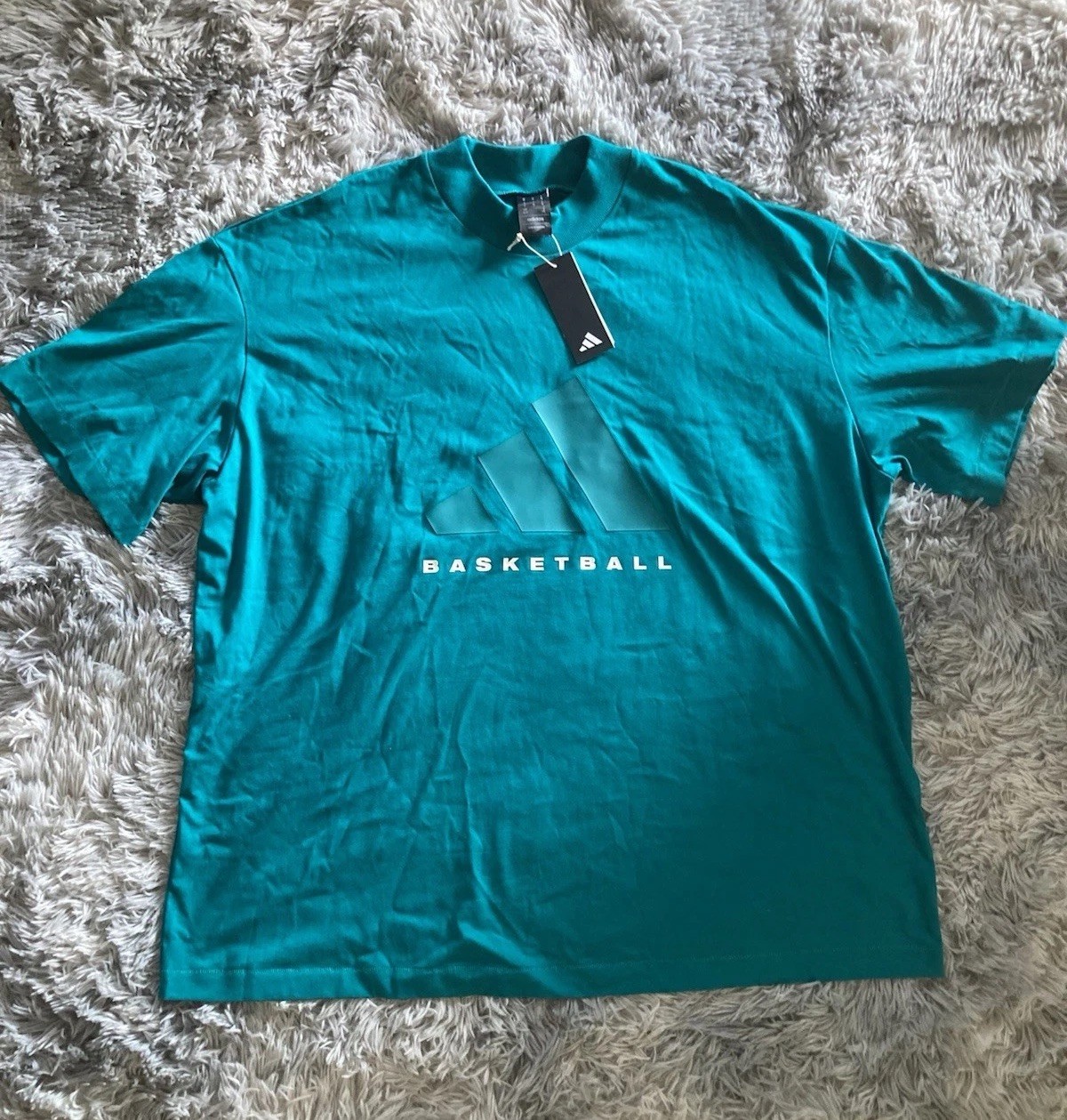NEW Men’s Adidas Basketball Heavyweight High Neck TShirt Sz XL Teal Blue/Green gallery