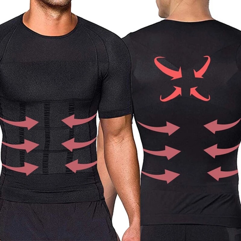 3 Pack Men Body Shaper Slimming Shirts Vest Compression Short Sleeve Shapewear gallery