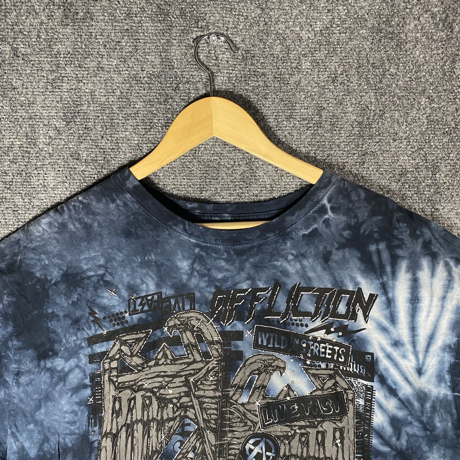 Affliction T Shirt Mens 4XL Preshrunk Blue Double Sided Y2K Grunge Cotton 2000s gallery