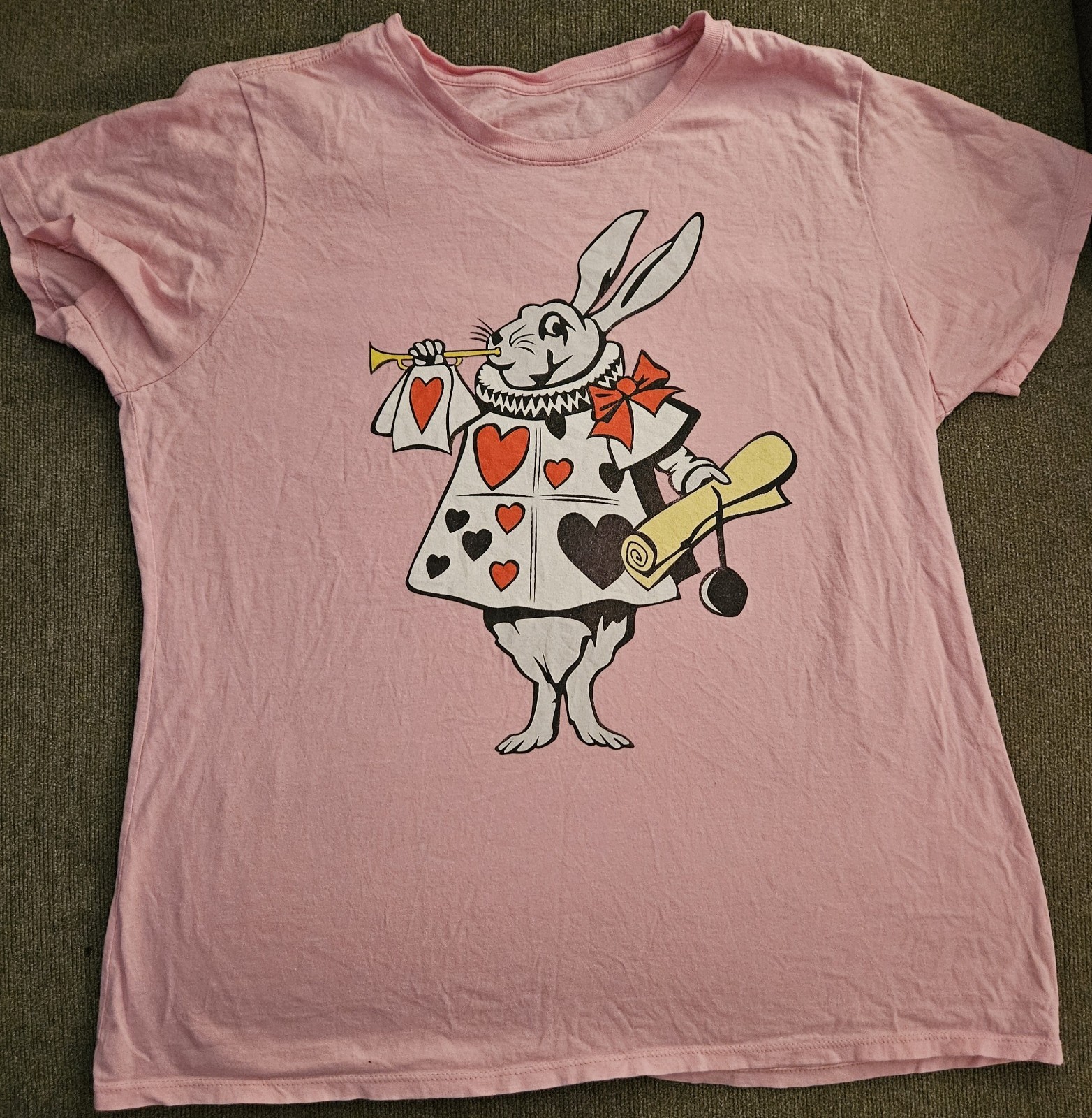 Alice In Wonderland Classic Disney Movie Vintage White Rabbit Pink Shirt XL RARE gallery
