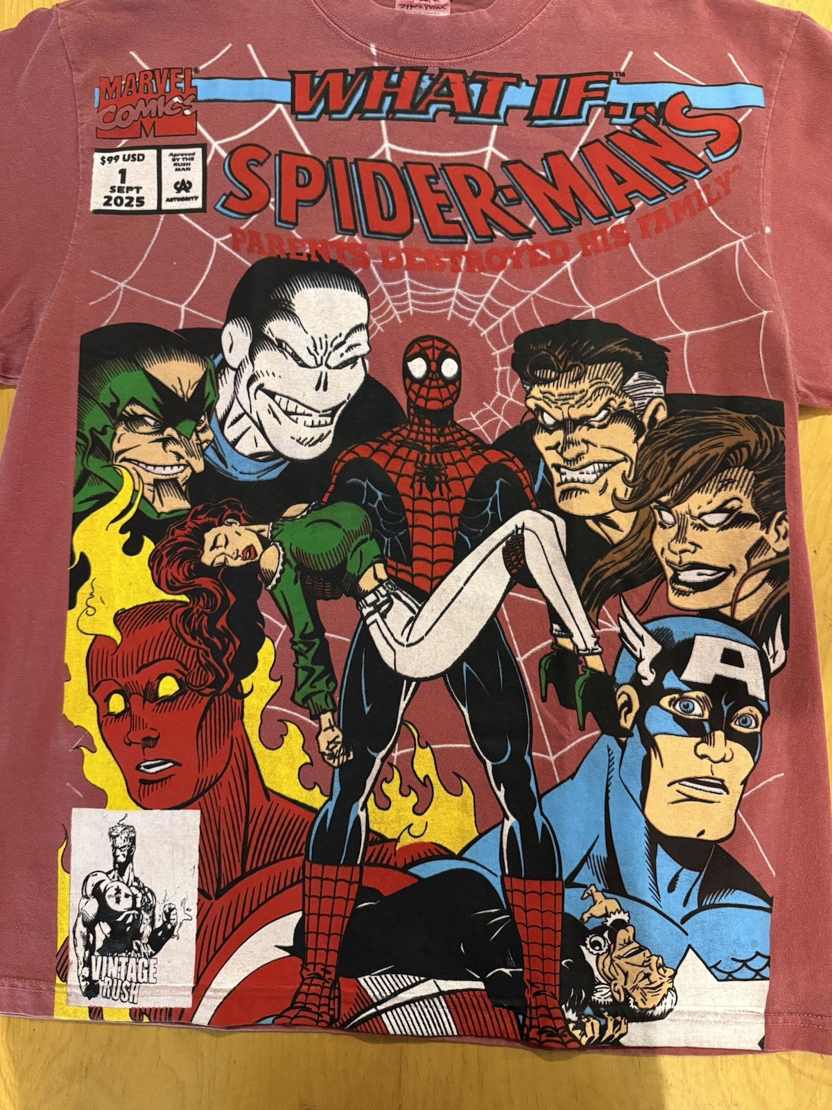 Vintage Rush T-shirt What If Spiderman Size Large Shaka Wear Tag Heavy Duty gallery