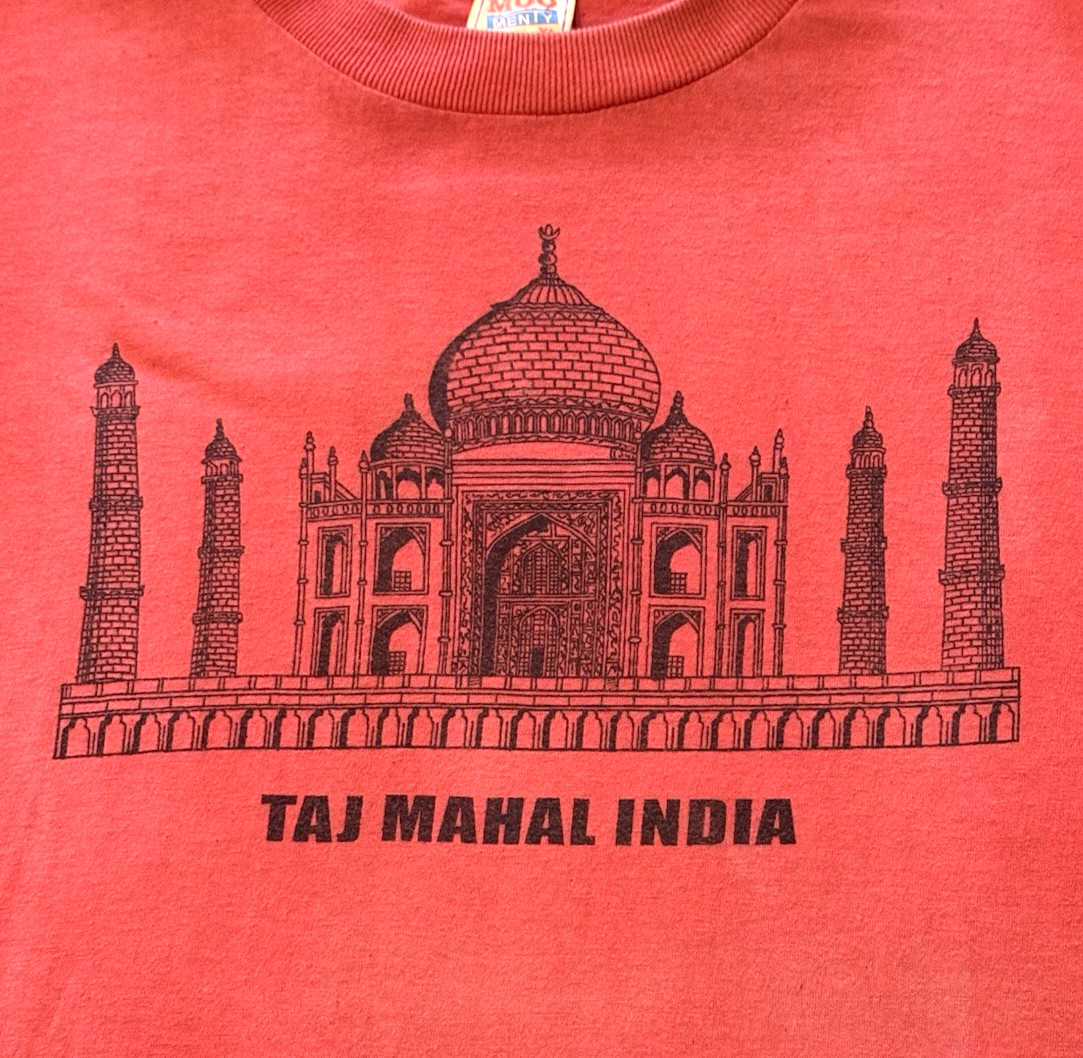 Vintage Taj Mahal India T Shirt Made In India Tourist Graphic Red Tee Fits M gallery