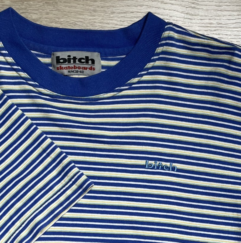 Vintage Bitch Skateboards Striped T Shirt Men’s Size Medium 90S gallery