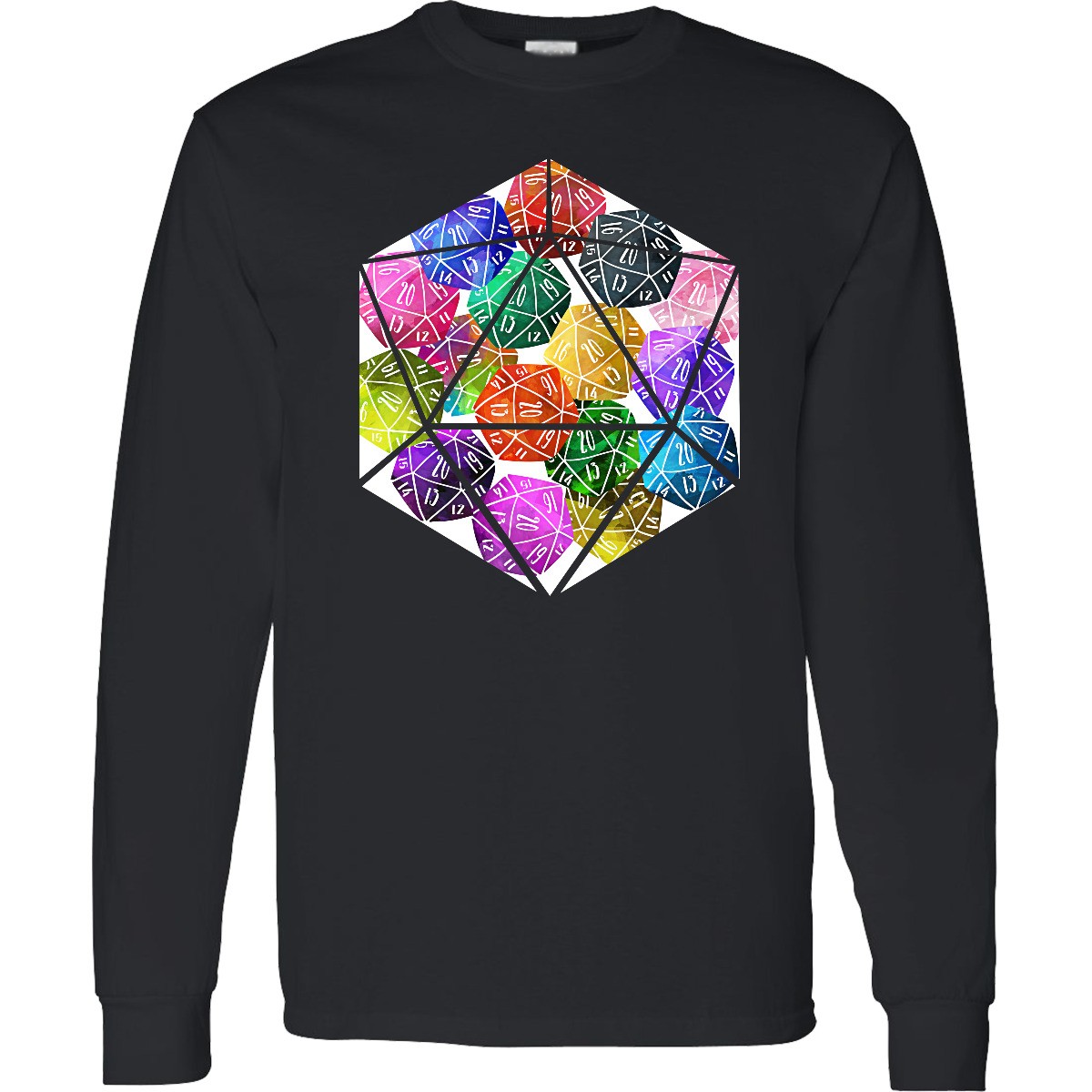 Inktastic Twenty Sider With Mulitcolored Dice Long Sleeve T-Shirt Pop Culture gallery