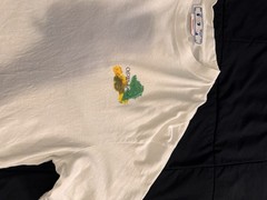Off-White Men’s White Graphic Print Crew Neck Short Sleeve Logo Tee L