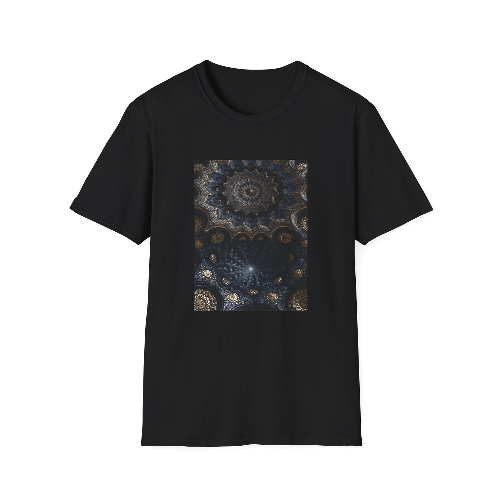 Blue Bronze Mandala T Shirt | Geometric Sacred Art Graphic Tee | Unisex