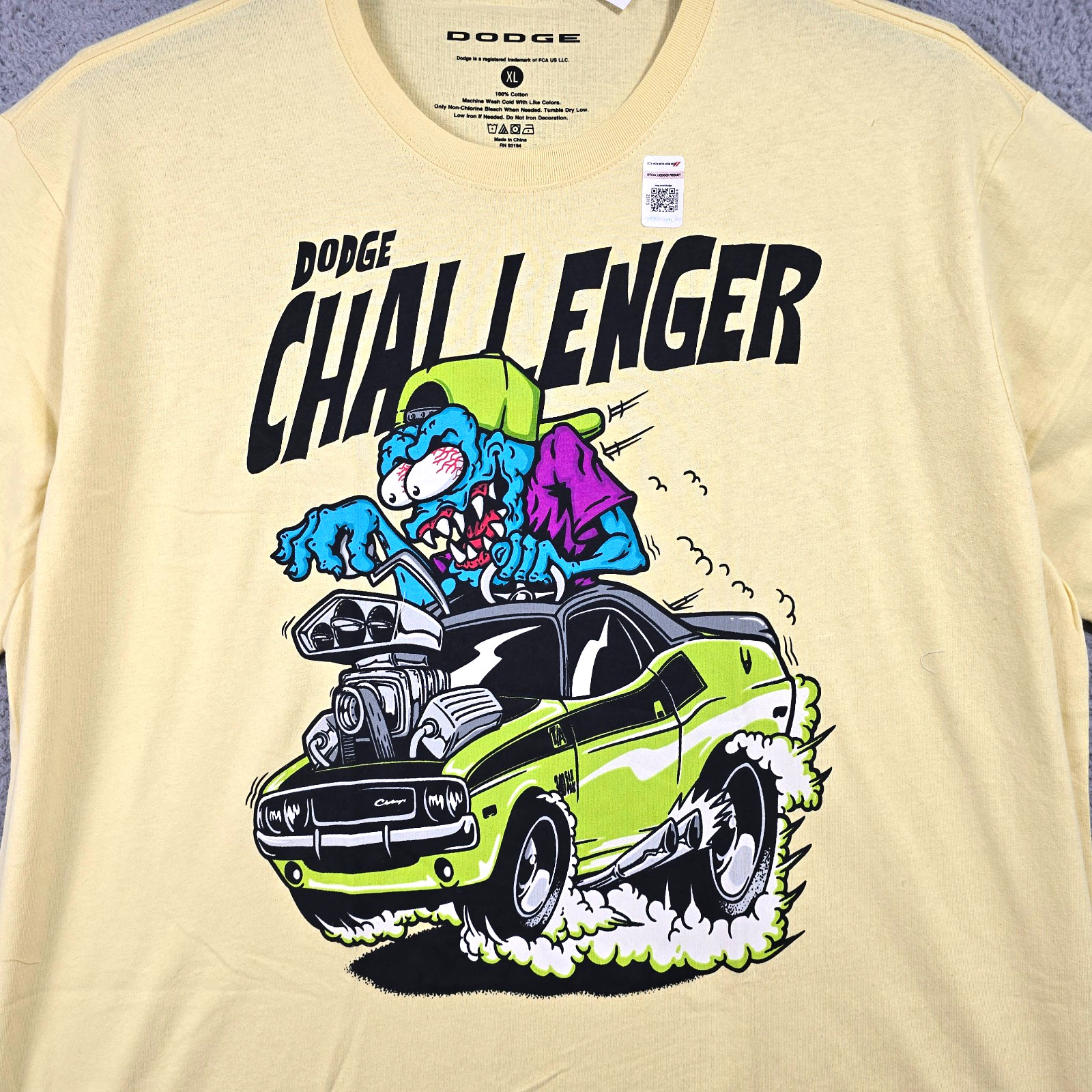 Ratfink Dodge Challenger Shirt Mens XL Yellow Mopar American Muscle Car NWT gallery