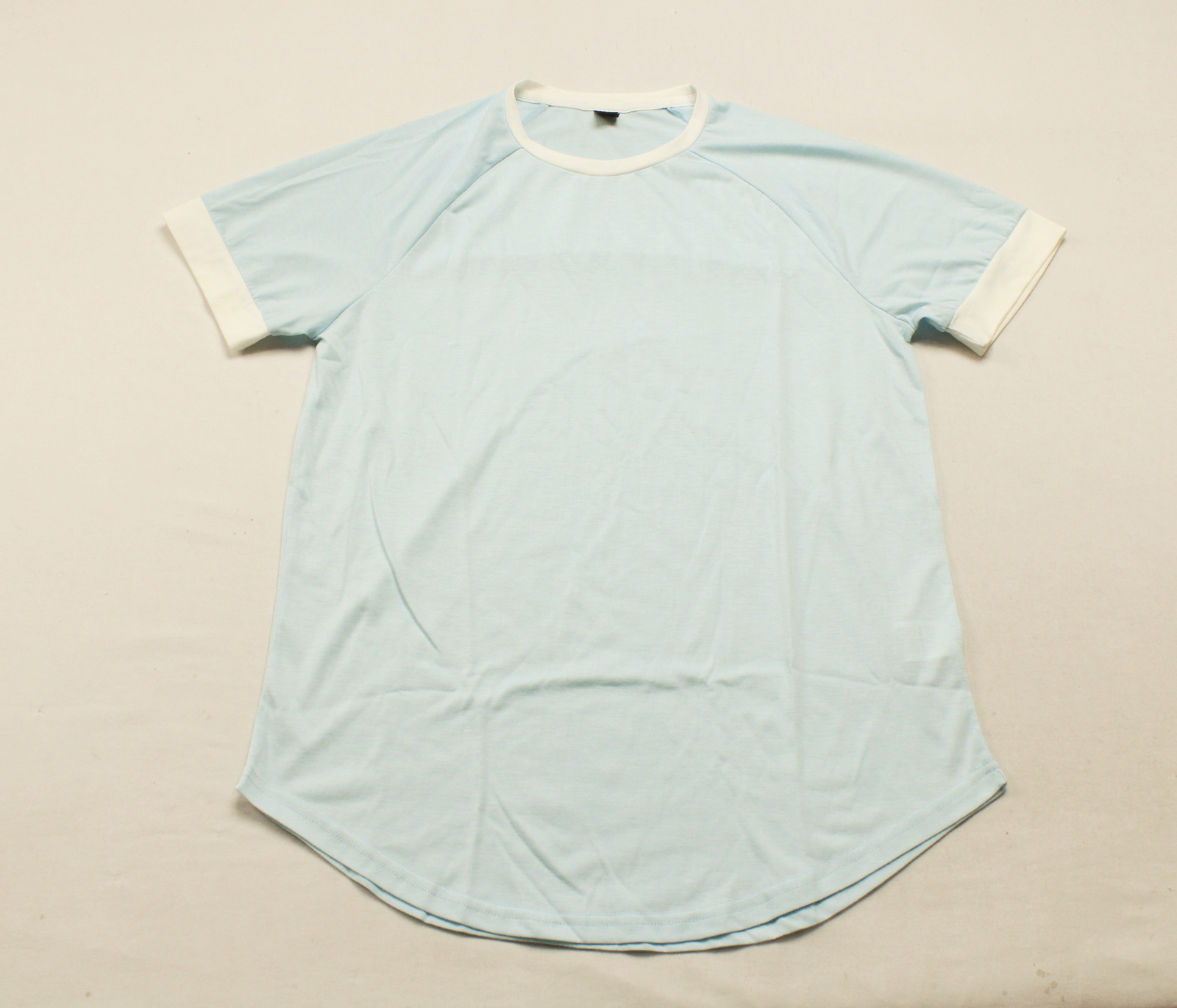 Shein Men's Manfinity Homme Contrast Trim High Low Hem Tee AR8 Blue Medium gallery