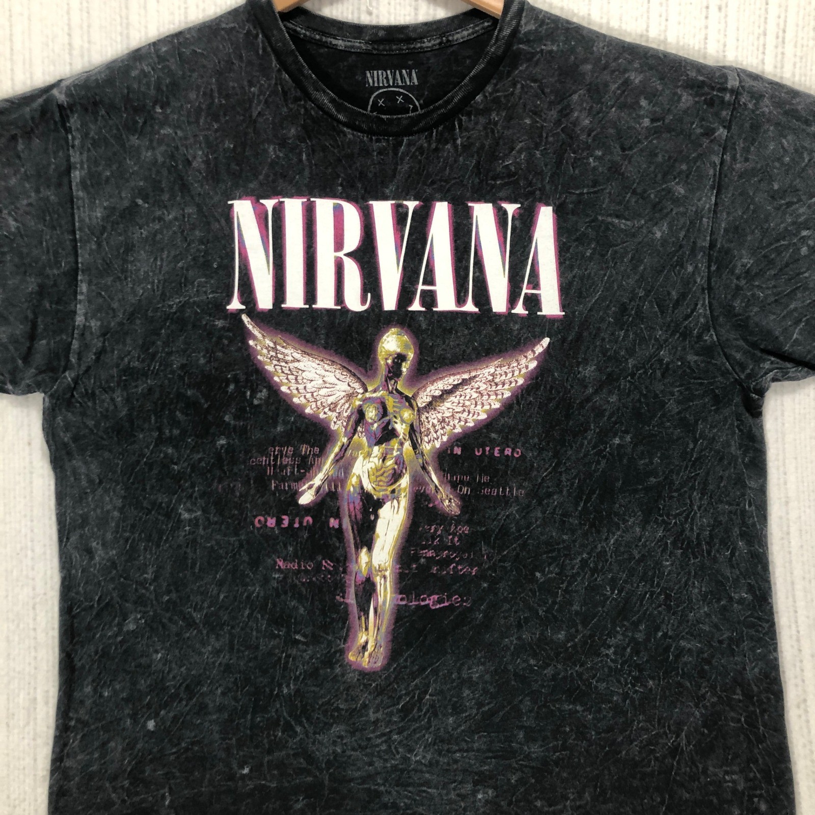 Nirvana In Utero Mineral Wash Graphic T-Shirt Mens XL Charcoal Gray Cotton