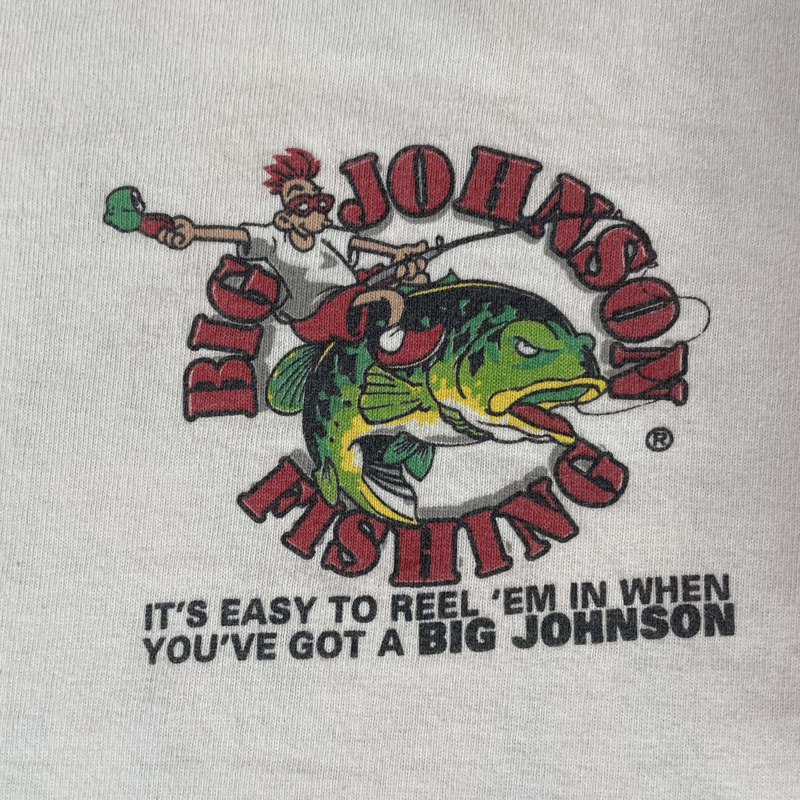 Vintage Big Johnson Shirt Mens XL White Bite Me Fishing Graphic Funny Tee 1999 gallery