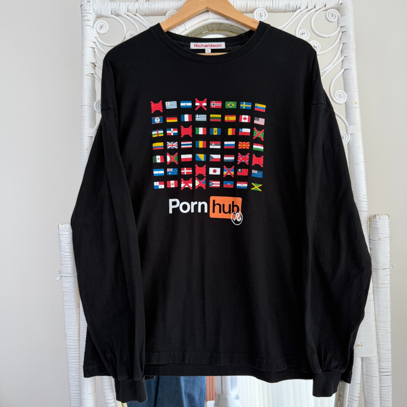 RICHARDSON X Pornhub Shirt Mens Large Black Banned In Pullover Capsule Release gallery