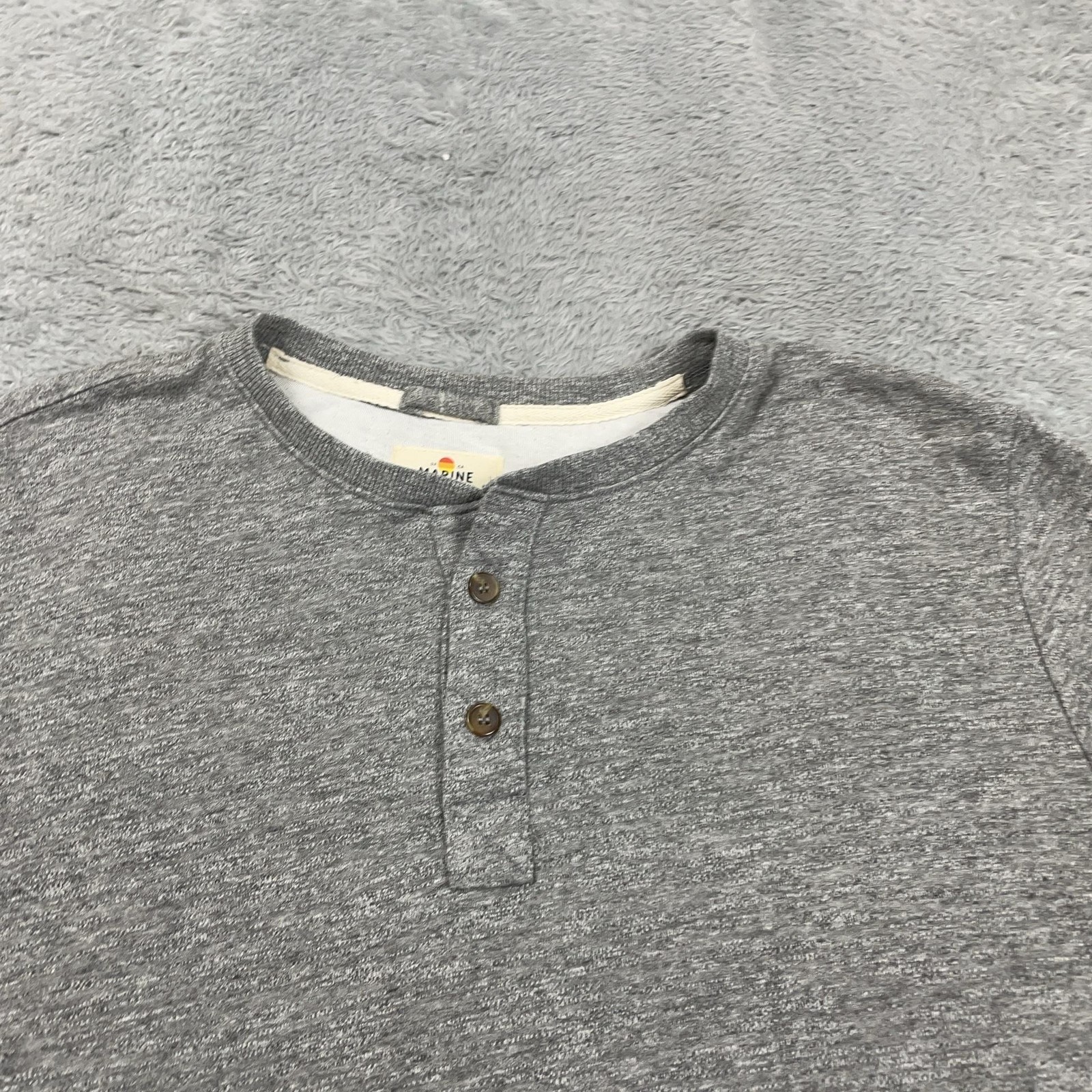 Marine Layer Henley Shirt Mens Large Gray Long Sleeve Viscose Blend Knit gallery