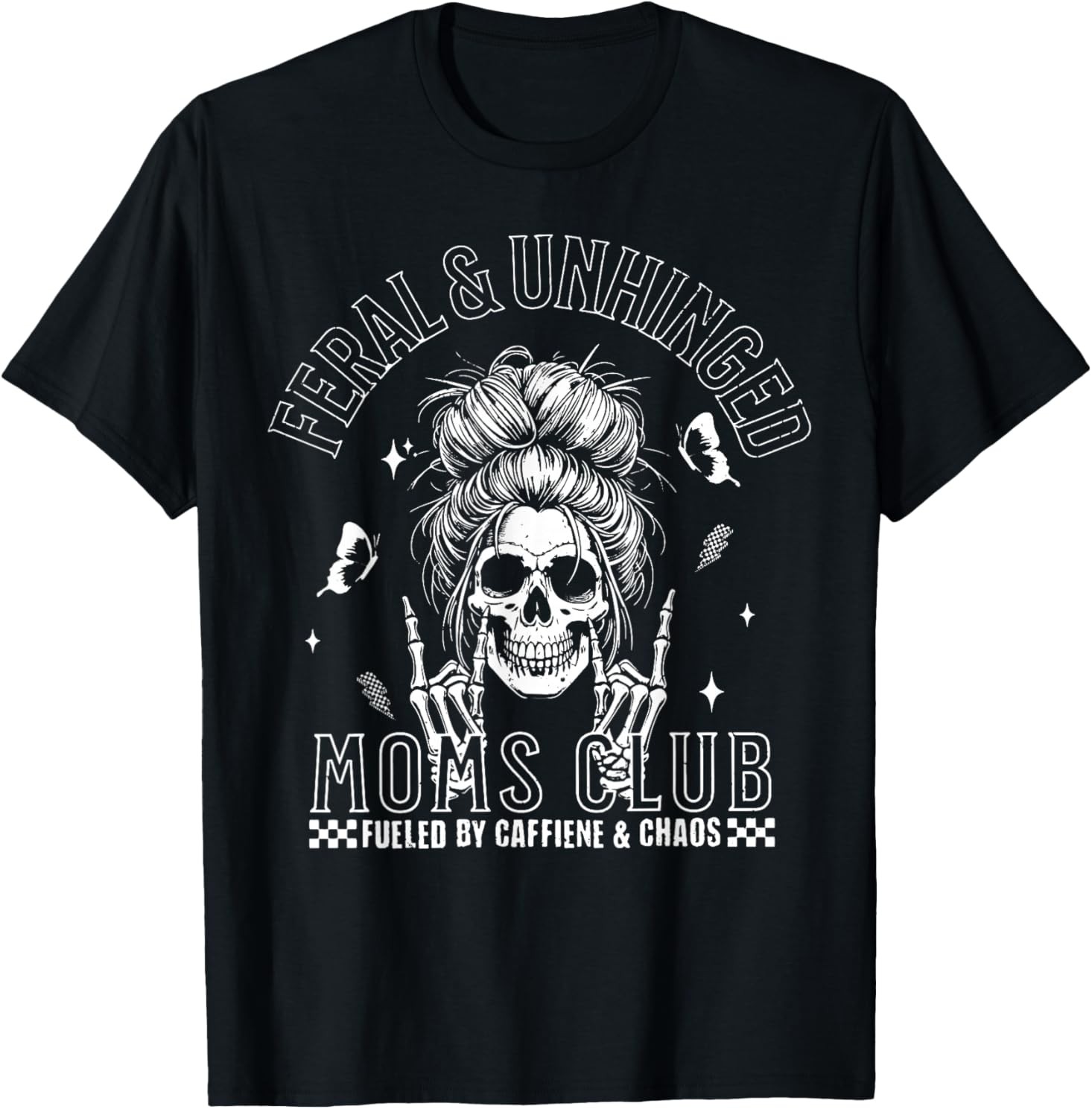 Funny Feral and Unhinged Moms Club Skeleton Coffee Mom Girls T-Shirt gallery
