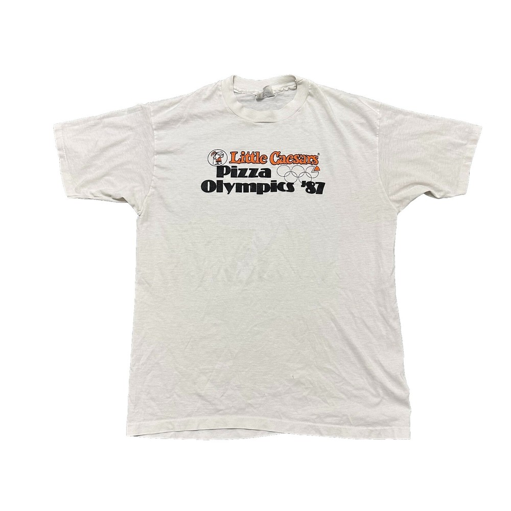 VTG 80s Little Caesars Pizza Olympics Eating Competition T Shirt Single Stitch