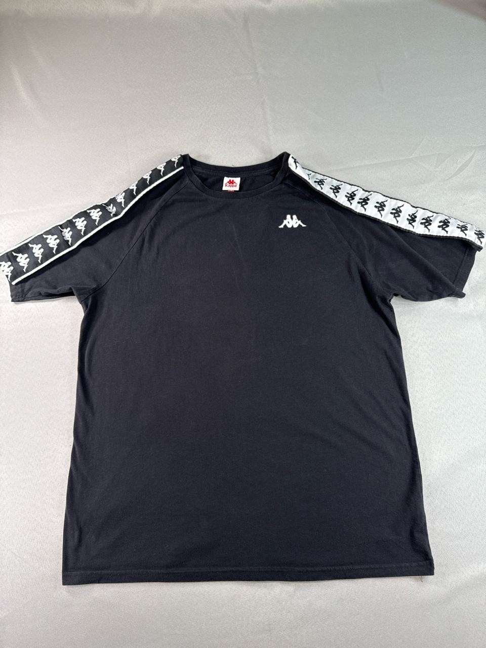 Kappa 222 Banda Tee Mens XL Black White Logo Tape Crewneck Short Sleeve Athletic gallery